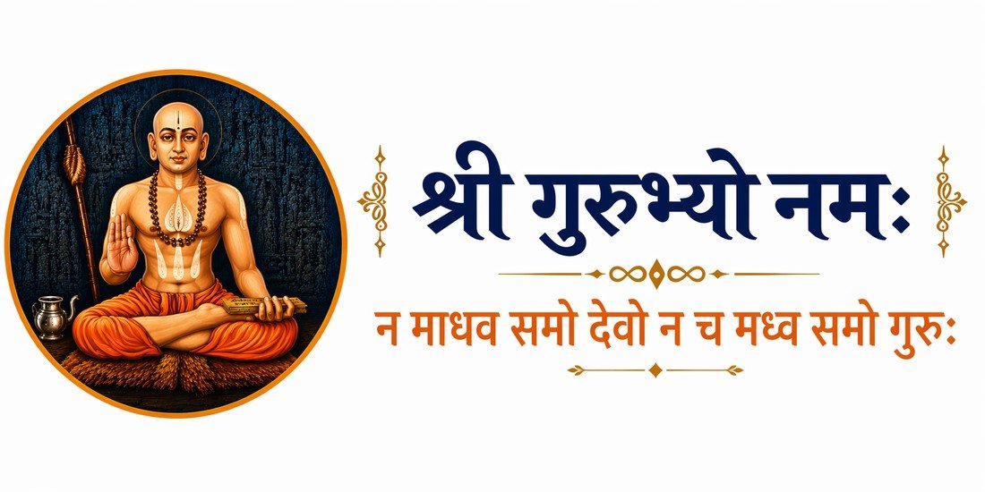 Sri Gurubhyo Namaha — श्री गुरुभ्यो नमः — Na Madhava Samo Devo, Na cha Madhva Samo Guru